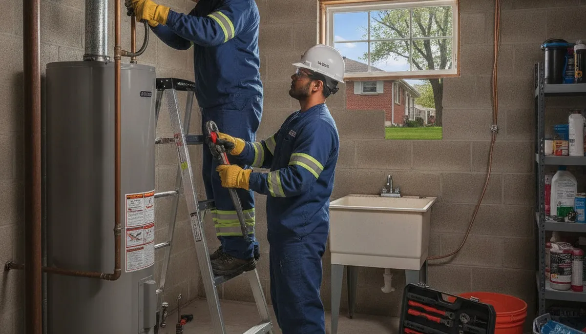 Plumber repairing sink in Troy, MI for Troy Plumbing and Heating