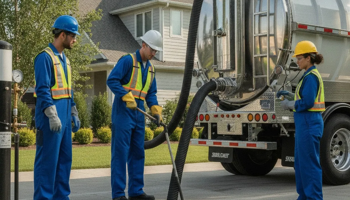 Septic pumping service truck for Troy, MI homeowners, helping prevent backups